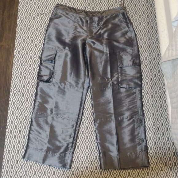 Two Piece Debra Deroo Women's Size Small Gray Suit, Metallic Jacket and Pants - Picture 2 of 12